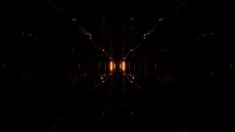 3d illustration background with futuristic sci-fi tunnel corridor with beautiful Illustrazione stock