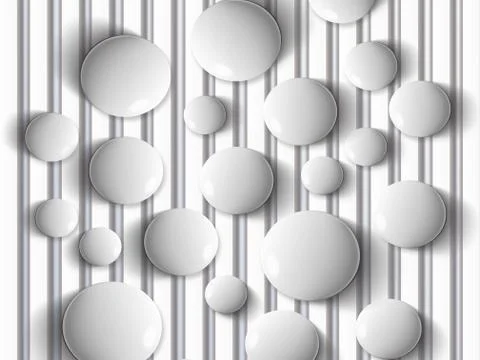3D illustration, background, gray drops, vertical lines Stock Illustration