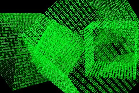 3d illustration of background in a green matrix style. Falling random numbers 스톡 일러스트