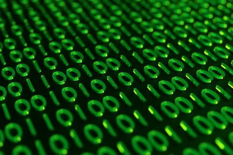 3d illustration of background in a green matrix style. Falling random numbers Illustrazione stock