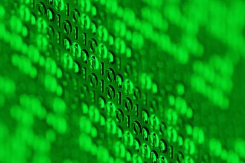 3d illustration of background in a green matrix style. Falling random numbers Stock Illustration