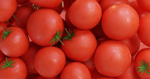 3D illustration of a background made of fresh red tomatoes, filling the enti Stock Illustration