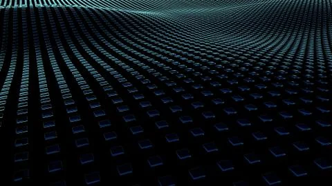 3D Illustration background of squares on surfaces with waves. Stock Illustration