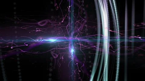 3D illustration -  background with twisted particle strings and optical flare Stock Illustration
