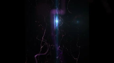 3D illustration - background with twisted particle strings and optical flares 스톡 일러스트