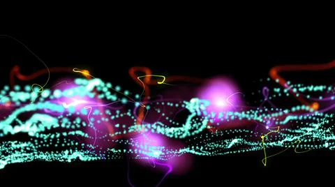 3D illustration - background with twisted particle strings and optical flares Stock Illustration