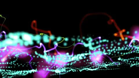 3D illustration - background with twisted particle strings and optical flares Stock Illustration