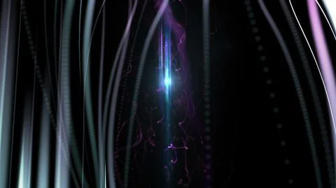 3D illustration -  background with twisted particle strings and optical flare 스톡 일러스트