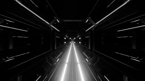 3d illustration background wallpaper with space hangar tunnel corridor with Ilustração Stock