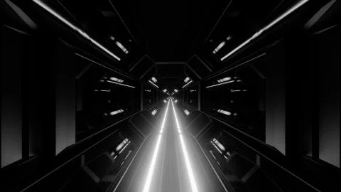 3d illustration background wallpaper with space hangar tunnel corridor with Ilustração Stock