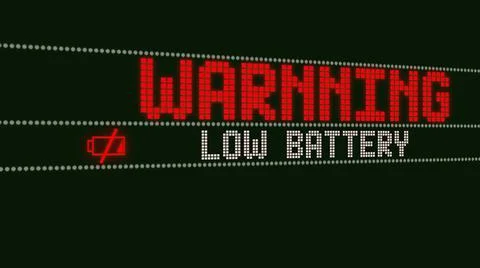 3d illustration - Battery Low, Warnning Screen Text, System Message, Notifica Illustrazione stock