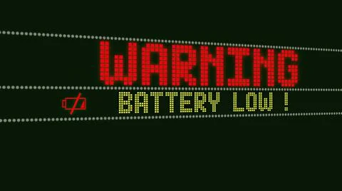 3d illustration - Battery Low, Warnning Screen Text, System Message, Notifica Stock Illustration
