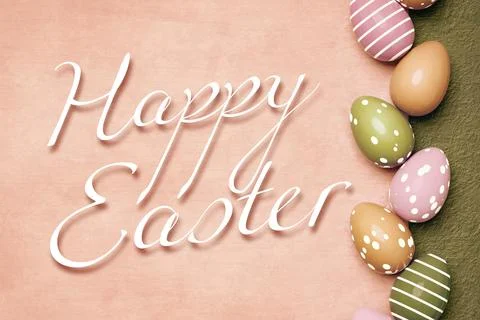 3d illustration of a beautiful colored eggs easter background Stock Illustration