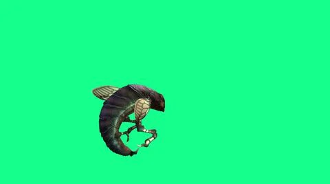 3d illustration - Bee Wasp Flies and attack on Green Background Illustrazione stock