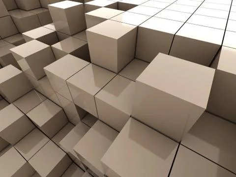3d illustration of beige cubes Stock Illustration