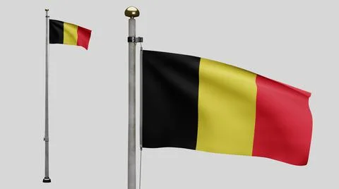 3D illustration Belgian flag waving in wind. Belgium banner blowing, soft sil Stock Illustration