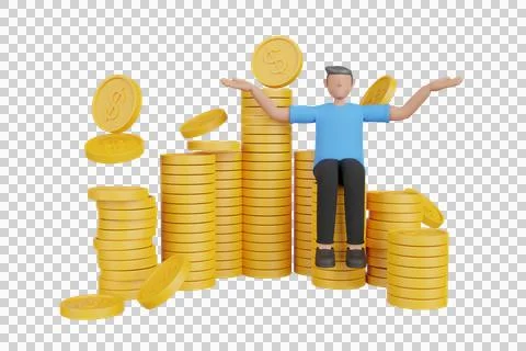 3d illustration of the benefits of saving. Stock Illustration