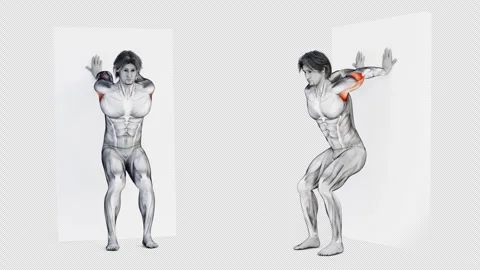 3d illustration of Biceps Stretch Variation Four, gym workout fit Stock Footage 252018828