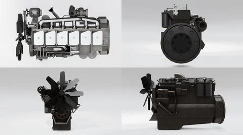 3d illustration. A big diesel engine with the truck depicted. 3d rendering. イラスト素材