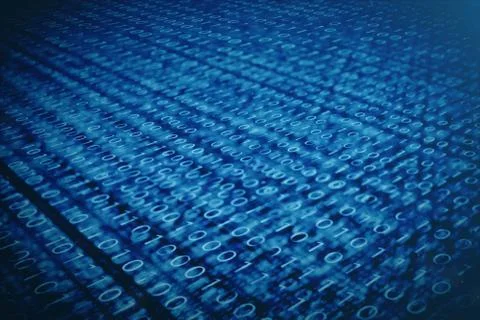 3D illustration binary code on blue background. Bytes of binary code. Concept 스톡 일러스트