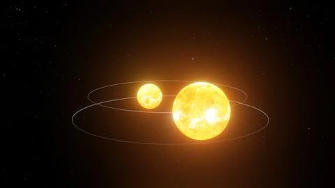 3D illustration of Binary Star System Rotating around each other (4) Stock Illustration