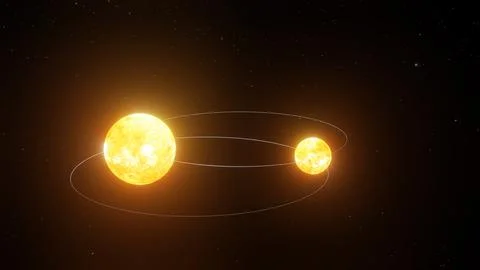 3D illustration of Binary Star System Rotating around each other (3) Illustrazione stock