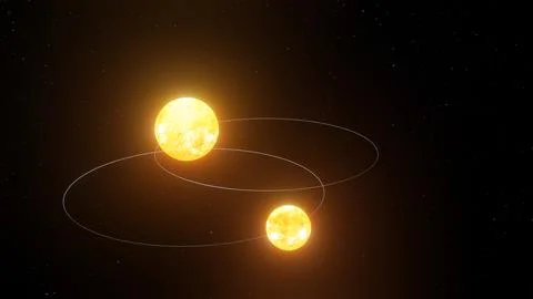 3D illustration of Binary Star System Rotating around each other (2) Stock Illustration