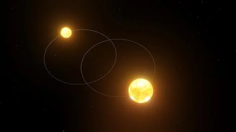 3D illustration of Binary Star System Rotating around each other (6) Stock Illustration