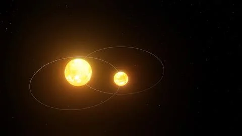 3D illustration of Binary Star System Rotating around each other (7) Illustrazione stock