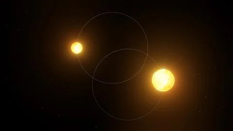 3D illustration of Binary Star System Rotating around each other (8) Stock Illustration