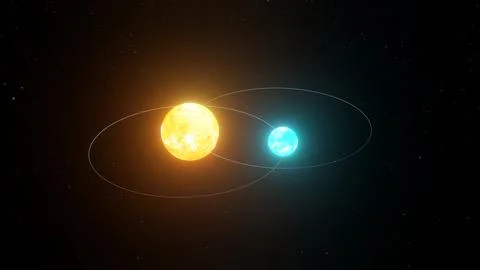 3D illustration of Binary Star System 4K (1) Stock Illustration