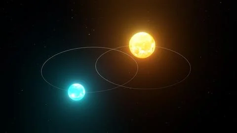 3D illustration of Binary Star System 4K (2) Stock Illustration