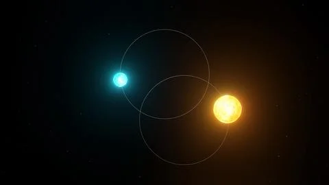3D illustration of Binary star system 4k (8) Stock Illustration