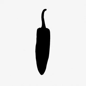 3D illustration black chilli pepper icon isolated on white background Stock Illustration