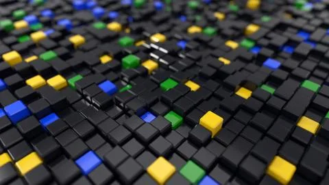 3d illustration of black cubes. Stock Illustration