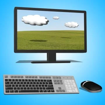 3d illustration of black desktop computer Illustrazione stock