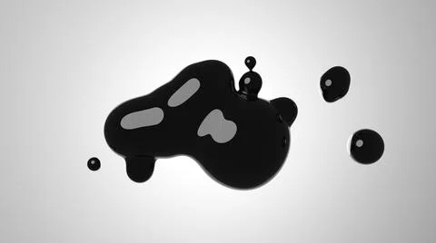 3D illustration of black drops floating in a zero gravity. Illustrazione stock
