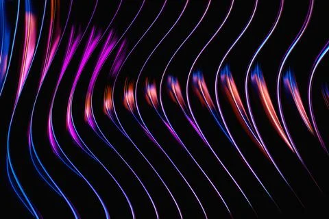 3D illustration, black, pink,blue  gradient waves from lines and interlacing. Illustrazione stock