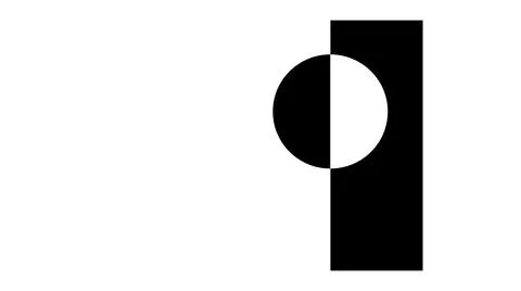 3d illustration - black  rectangle and circle in minimal art  style イラスト素材