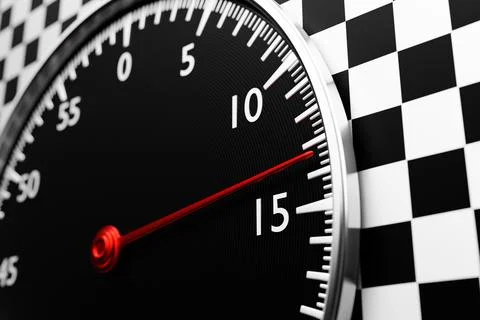 3d illustration  of  black round clock, stopwatch on a black and white checke イラスト素材