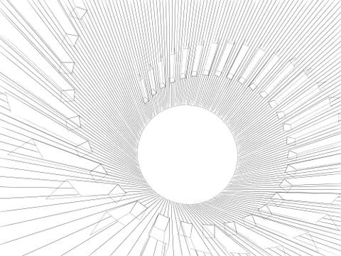 3d illustration with black wire-frame spiral structure on white Stock Illustration