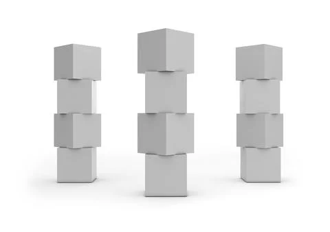 3D illustration of a blank Cubes Display or Totem Illustrazione stock