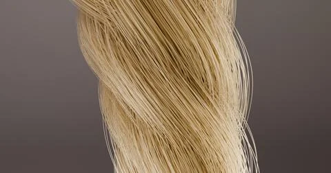 3D illustration of blonde pigtail with light strands Illustrazione stock