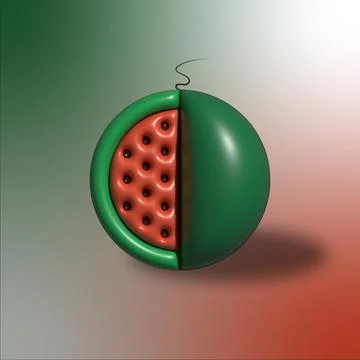 3d illustration with blowing effect. Fruit theme, watermelon image. Stock Illustration