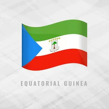 3d illustration Blowing flag of Equatorial Guinea. Vector flag of Equatoria.. Stock Illustration