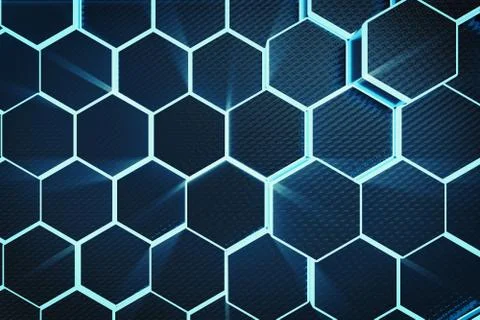 3D illustration blue abstract hexagonal geometric background. Structure of self Stockillustratie