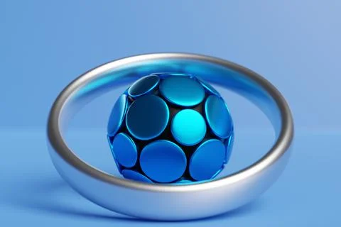 3d illustration of a blue  ball, consisting of a large number of  circle  . F Stock Illustration