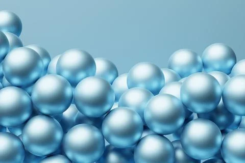 3d illustration of    blue  balls. Set of  balls  on monocrome background, pa Stock Illustration