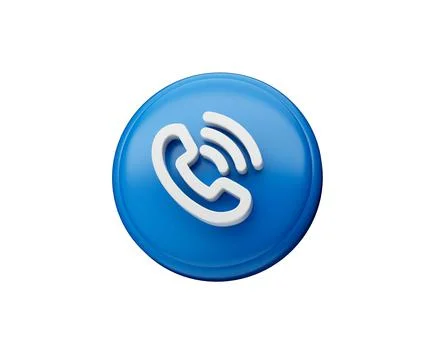 3D illustration of a blue call button isolated on a white background Stock Illustration