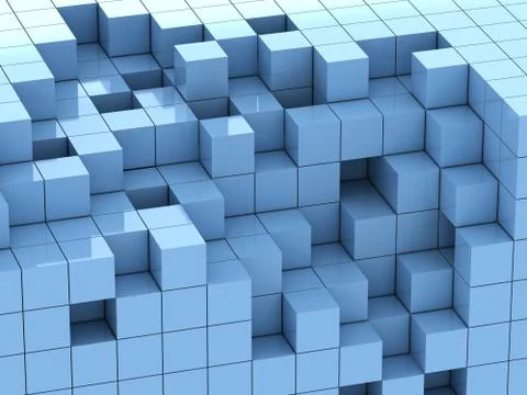 3d illustration of blue cubes Stock Illustration